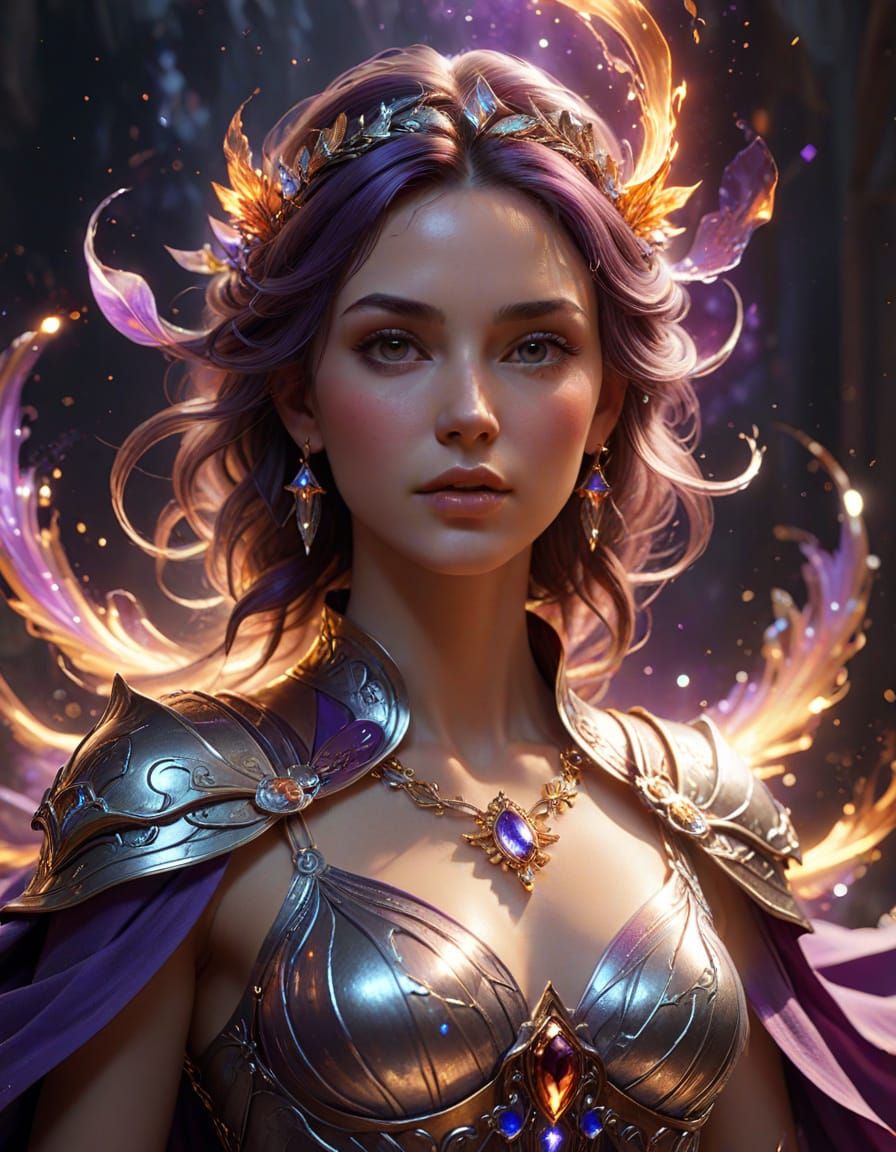 Ethereal Goddess Portrait in Vibrant Mythic Fantasy Style