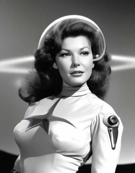 Retro Sci-Fi Girl Portrait in Space