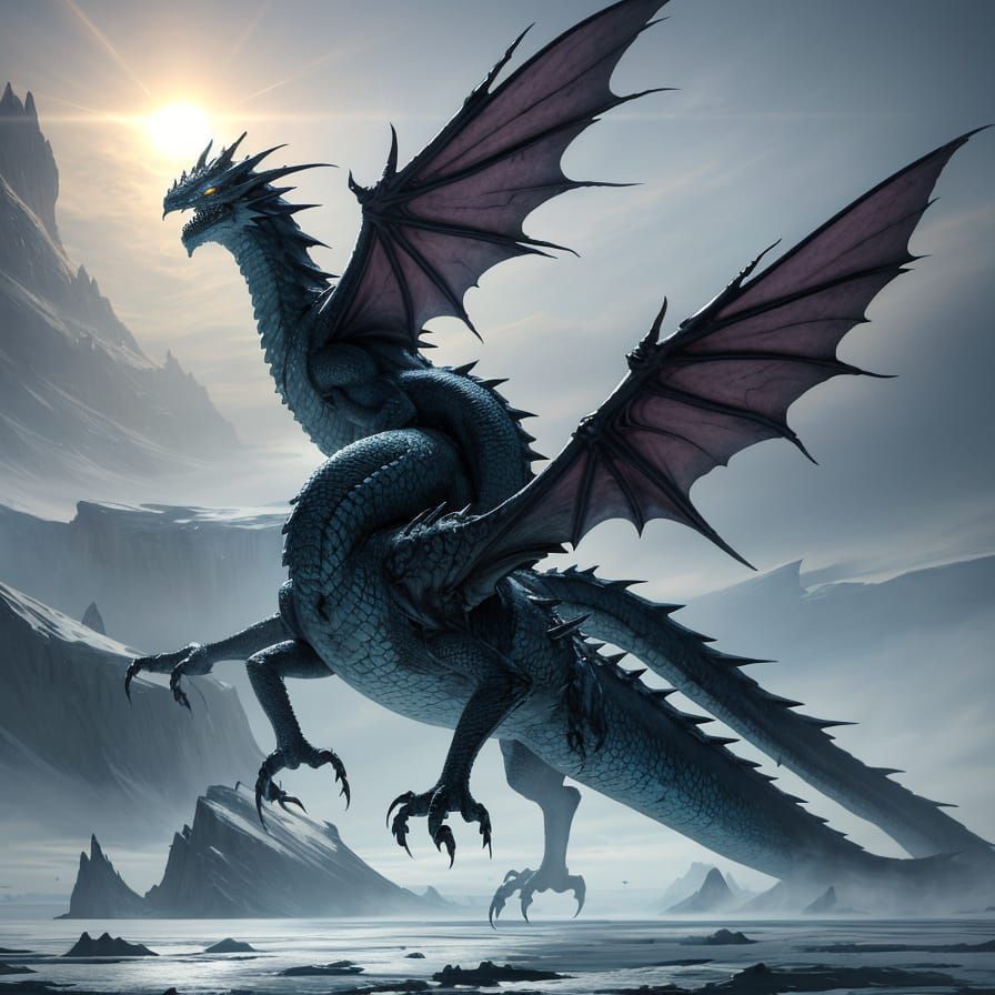Bizarre Dragon Buttock Creature in Arctic Concept Art