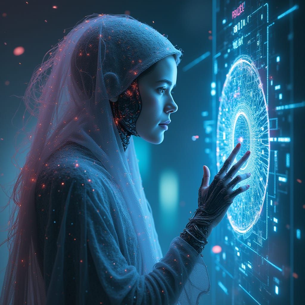 Surreal Digital Avatar in Cyberpunk Haze