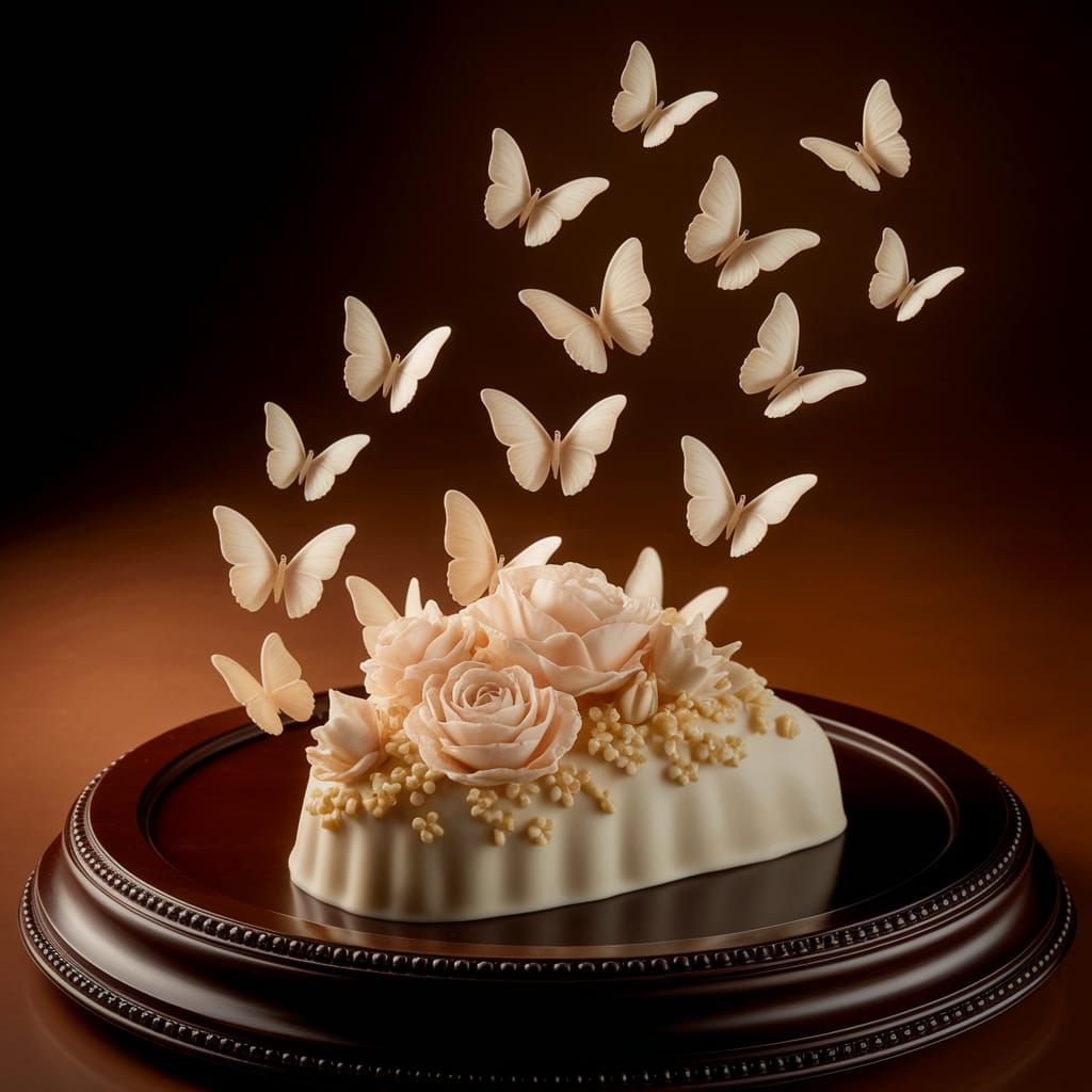 Elegant Chocolate Bar with Floral Design and White Chocolate...