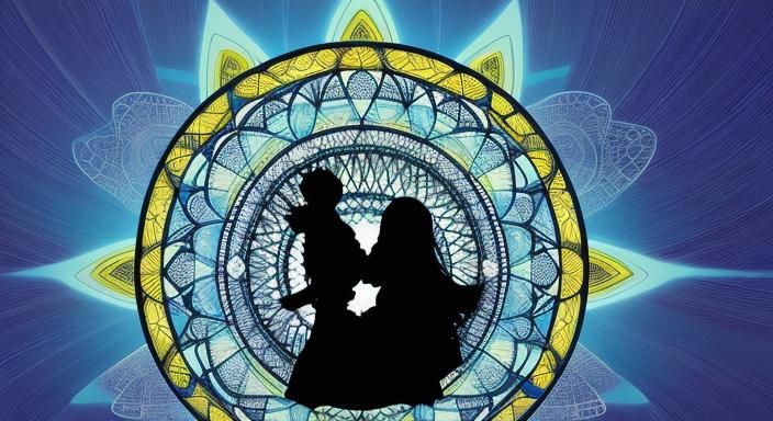 Sacred Geometry Silhouette in Anime Style