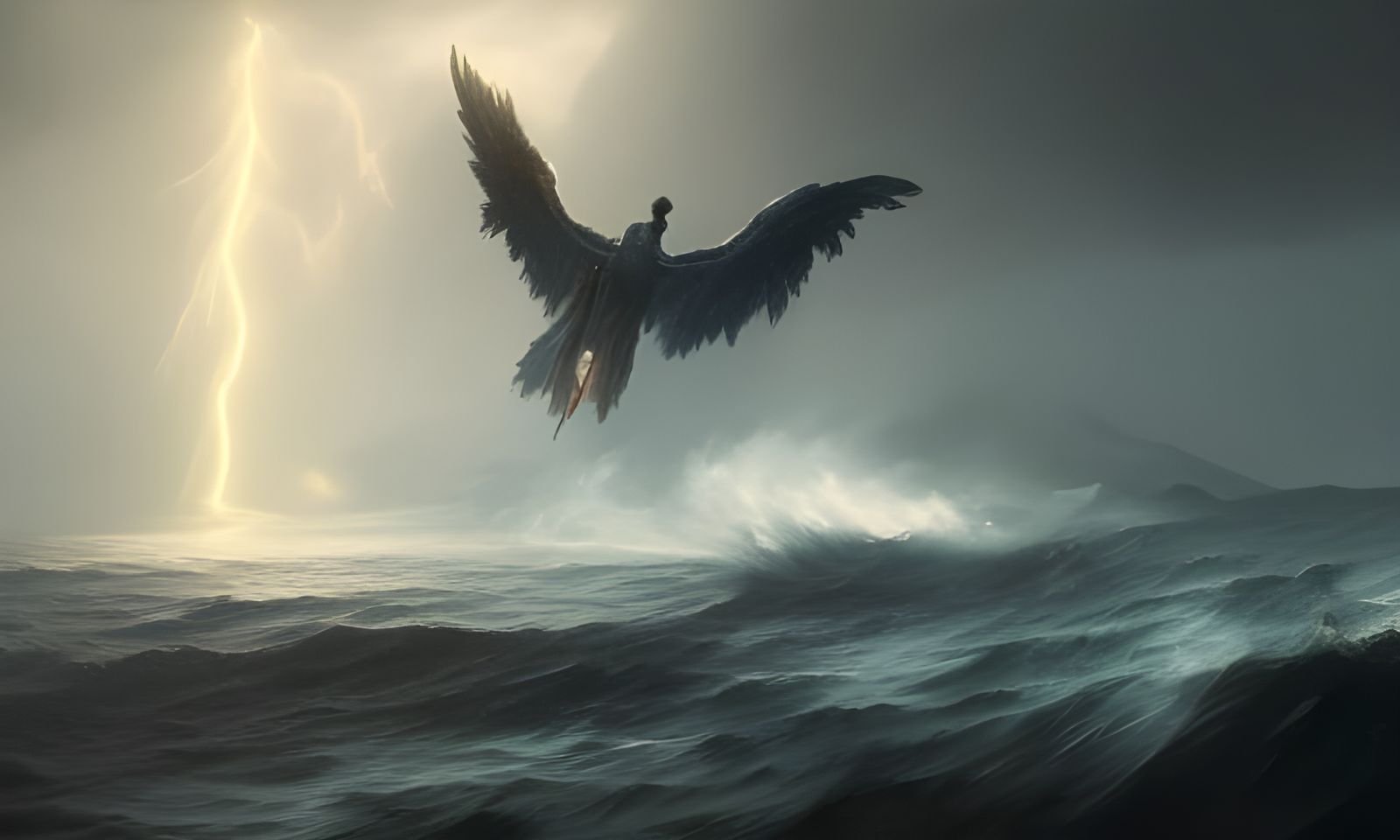 Dark Angel Summons Tornado: Fantasy Art