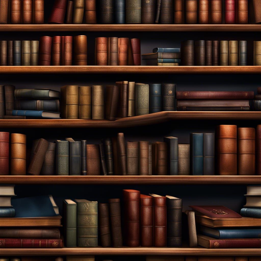 Enlightened Book on Detailed Bookshelf, Hyperrealistic Art