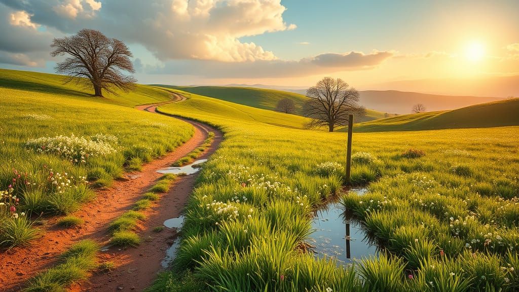 Springtime Serenity in Vibrant Green Landscape