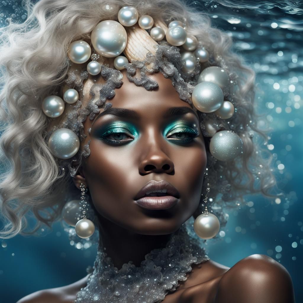 Glamorous Mermaid with Silver Accents Underwater