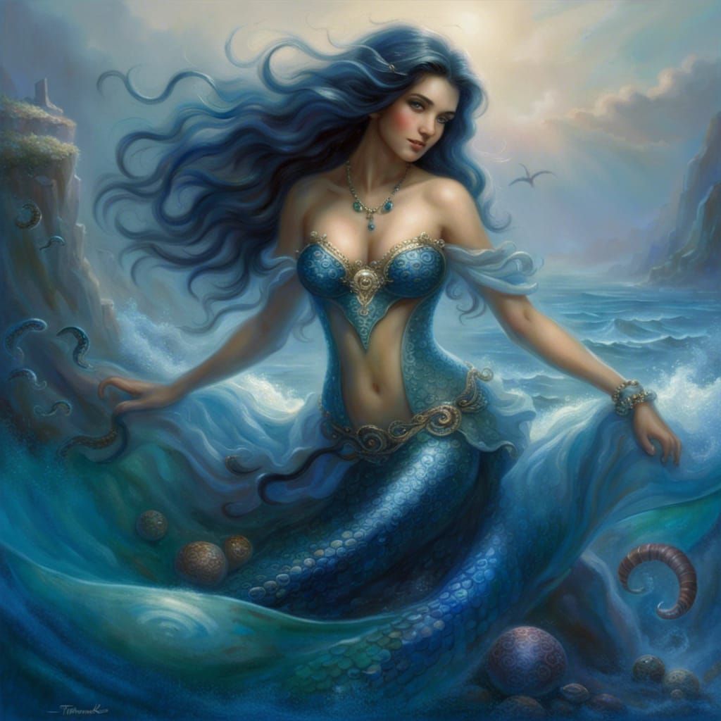 Ethereal Mermaid in Ocean: Hyperdetailed Fantasy Art