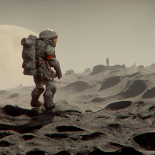Astronaut on Moon in Dark Fantasy Style
