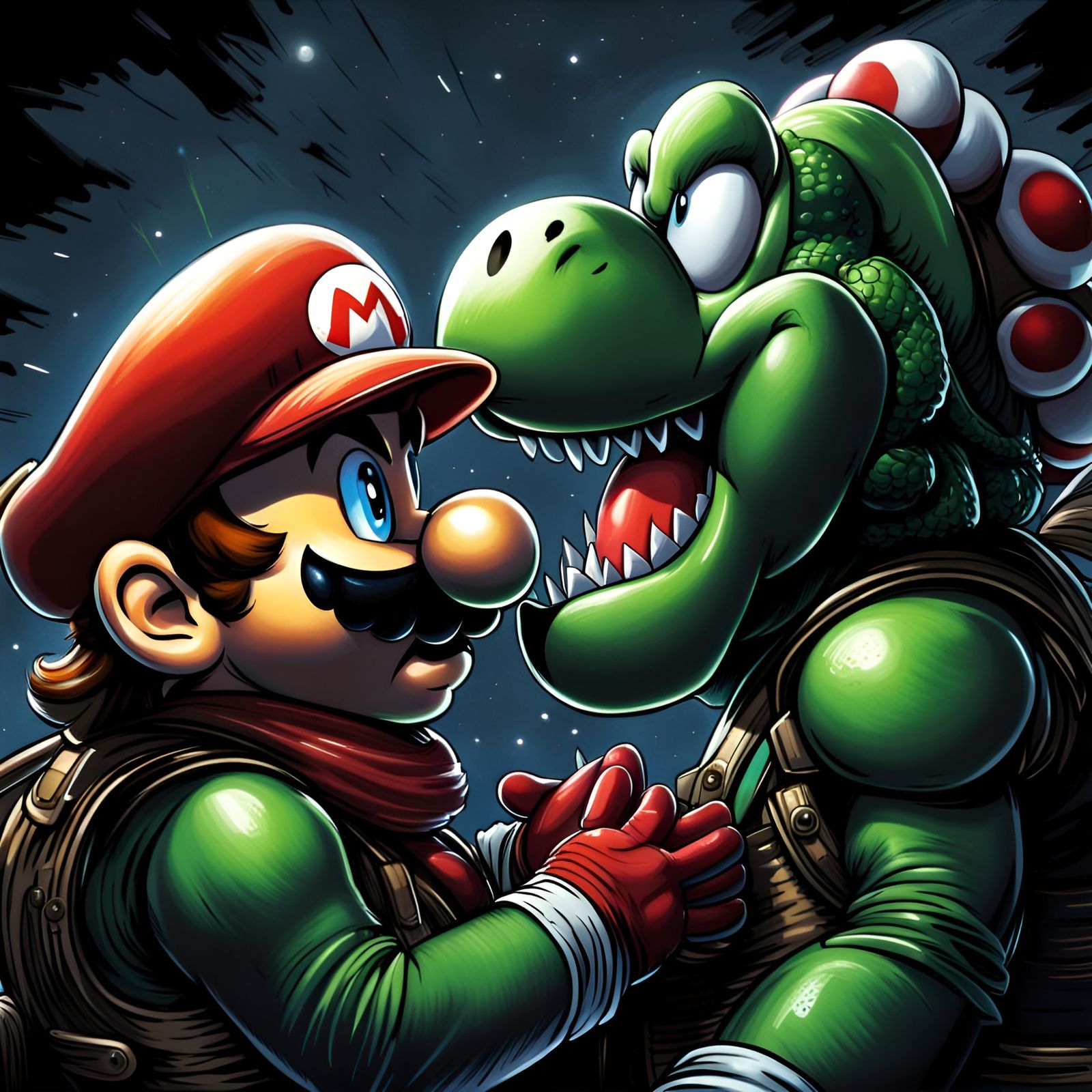 Mario and Yoshi Kiss: Comic Book Art