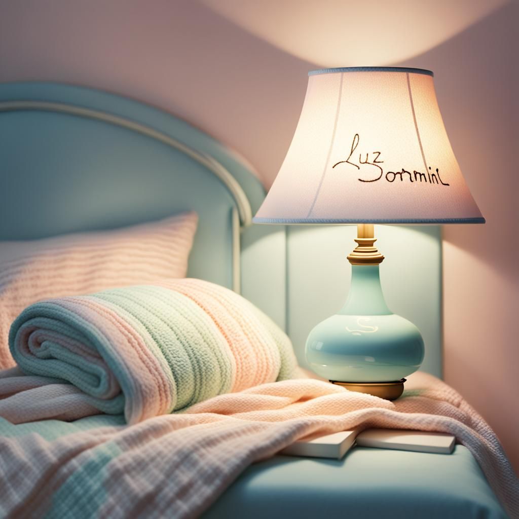 Whimsical Lamp Illustration Sleeping in Bed