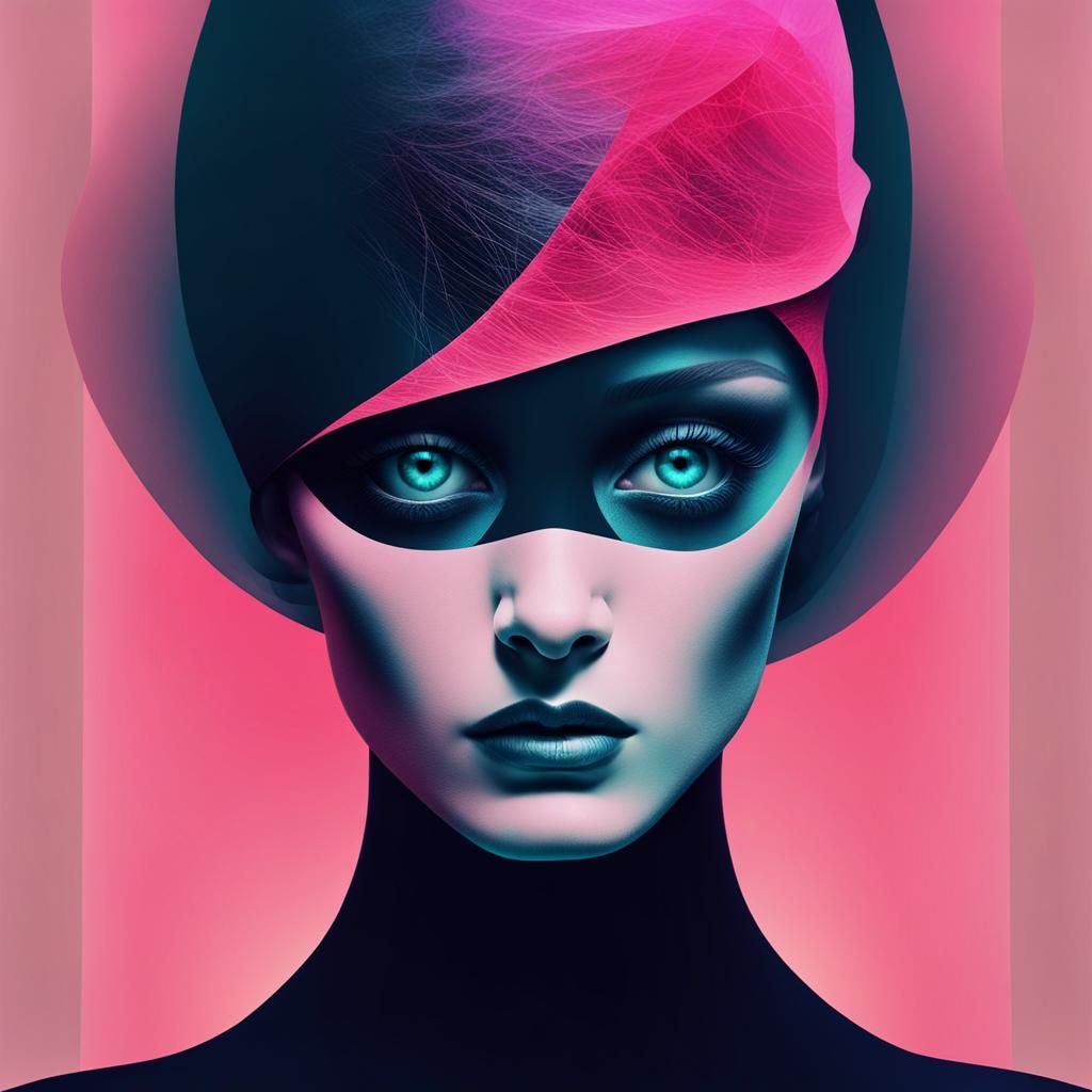 Mysterious Woman Portrait in Surreal Digital Art Style