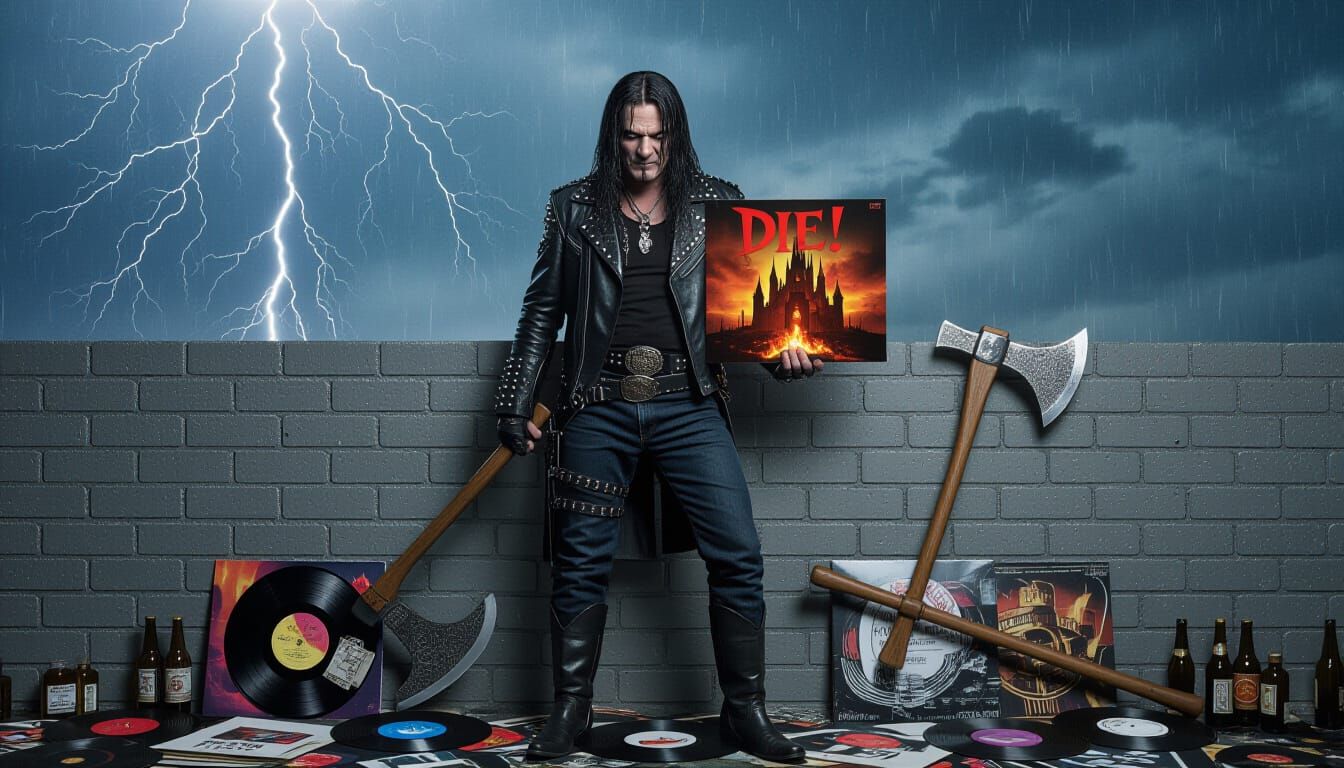 Harley Rider in a Dark, Cinematic Horror Scene