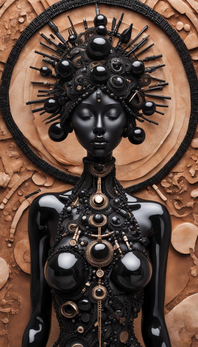 Surrealistic Goddess in Black Onyx