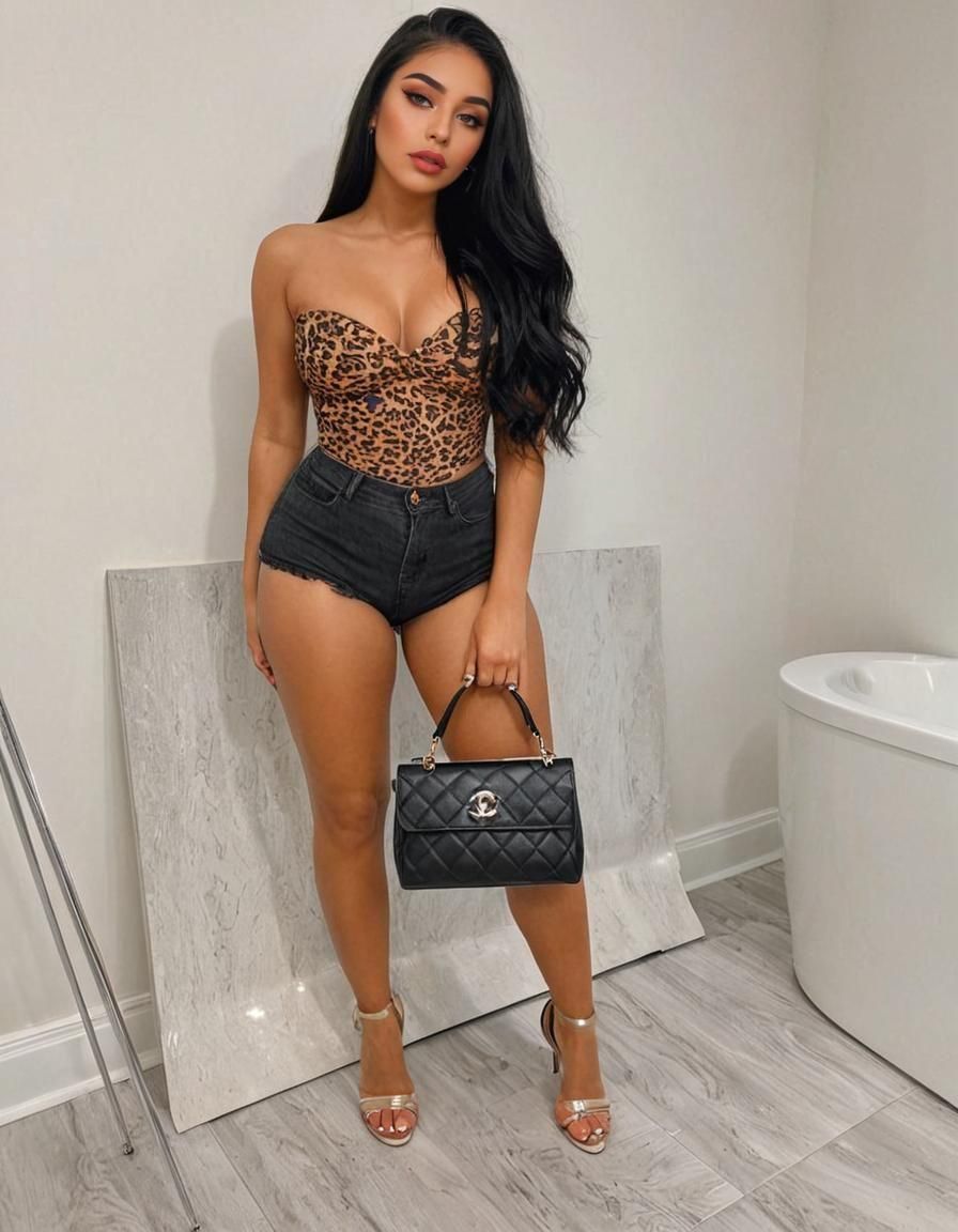 Hispanic Model Posing, Hyperrealistic Digital Art