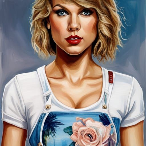 Taylor Swift Performance T-Shirt Design as Oil Painting