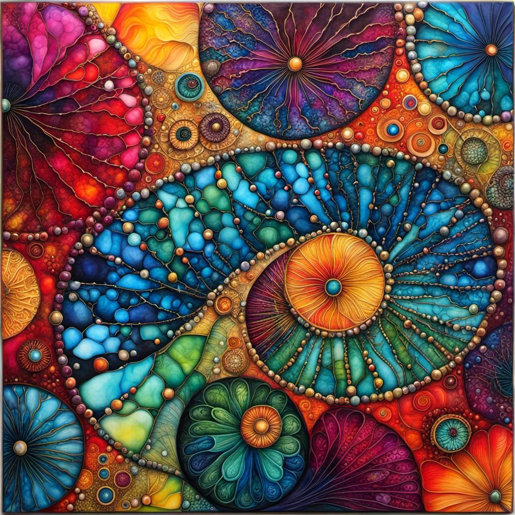 Vivid DNA Emergence in Encaustic Alcohol Ink