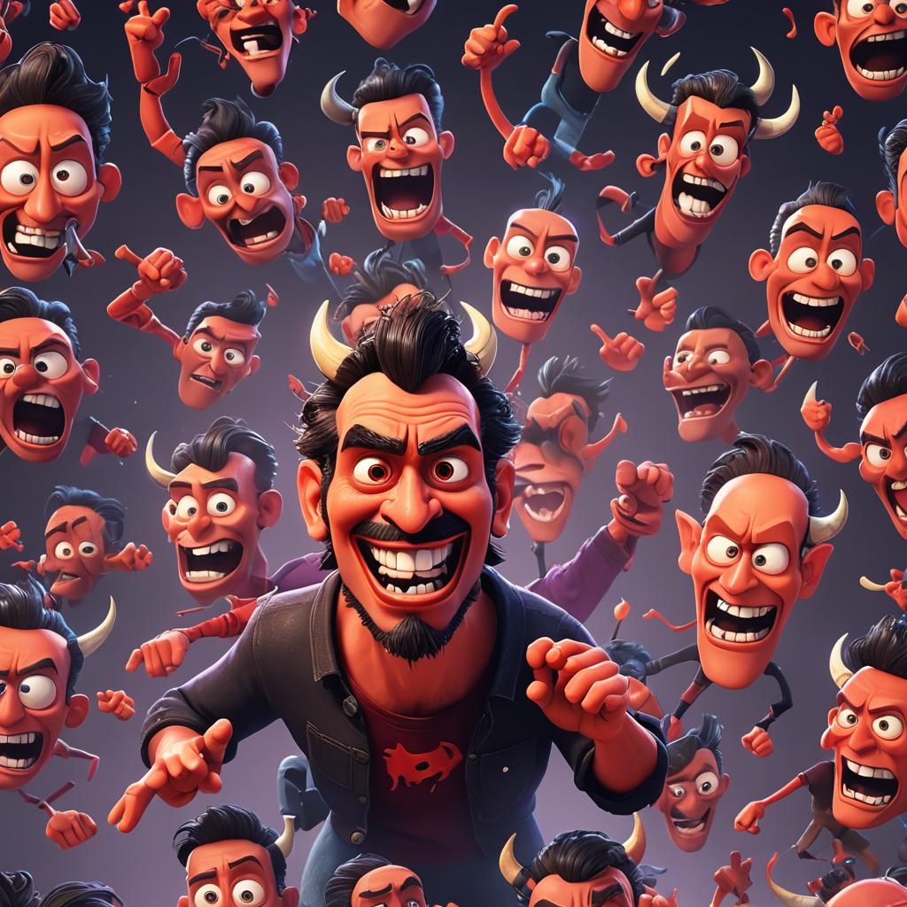 El Diablo Funny Faces in 3D Pixar Style