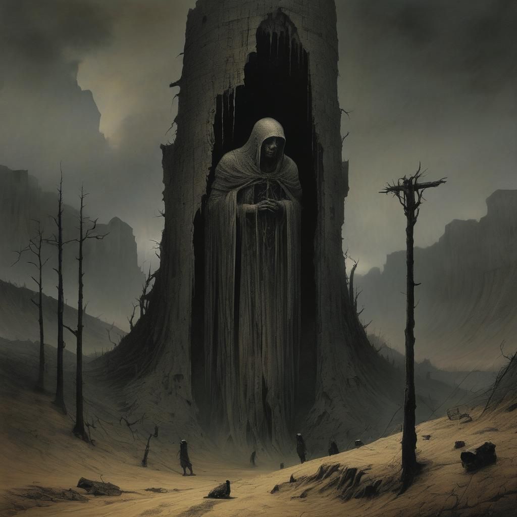 Grimdark Landscape in Dark Surrealist Style
