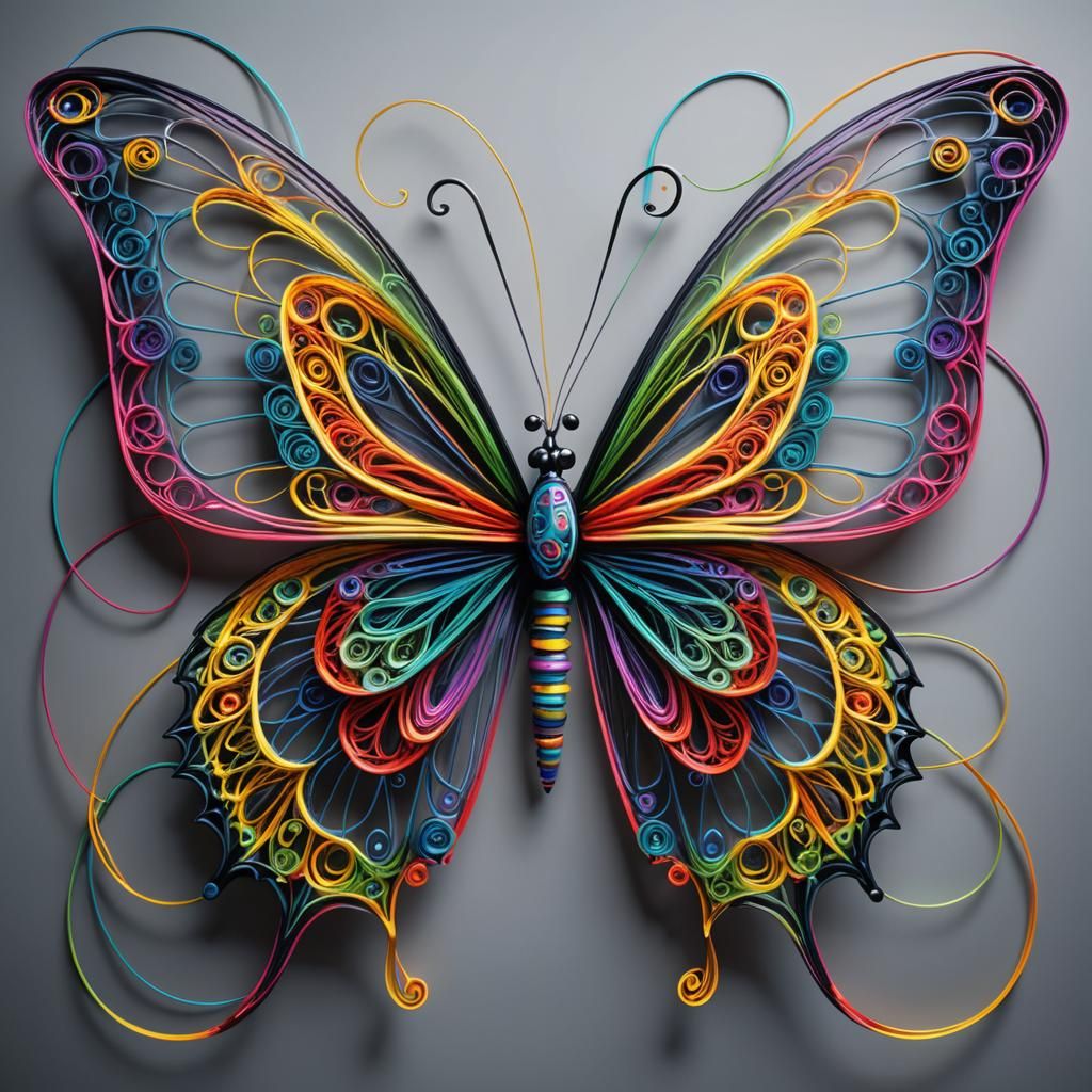 Colorful String Butterfly: Mystical Abstract Art