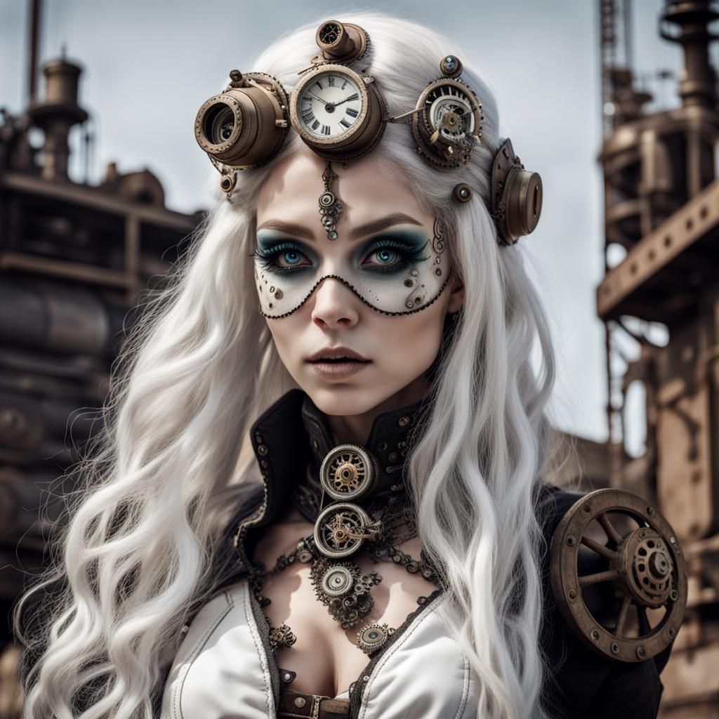 Steampunk Princess with Intricate Doll-Like Features