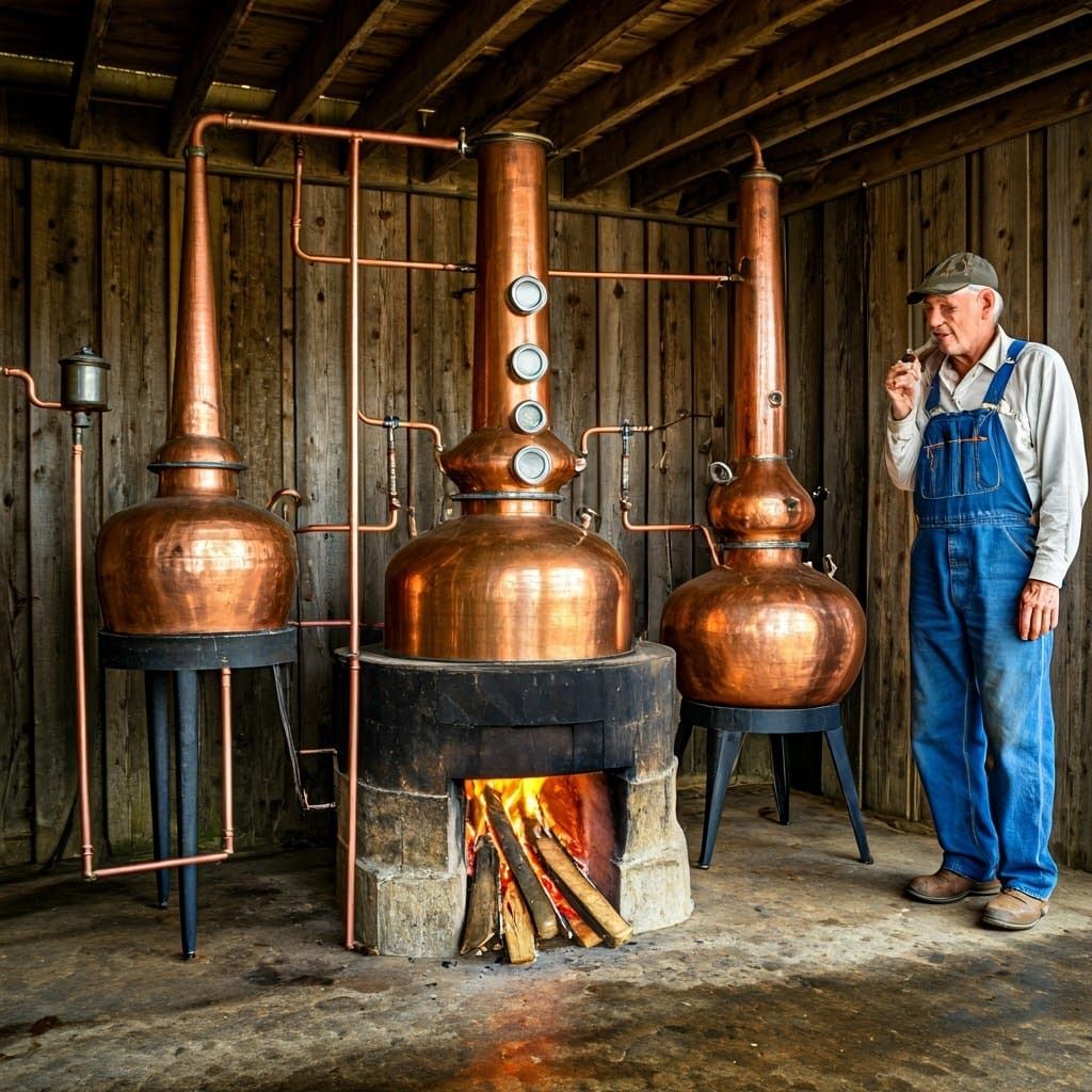 Rustic Alabama Moonshine Still in Action