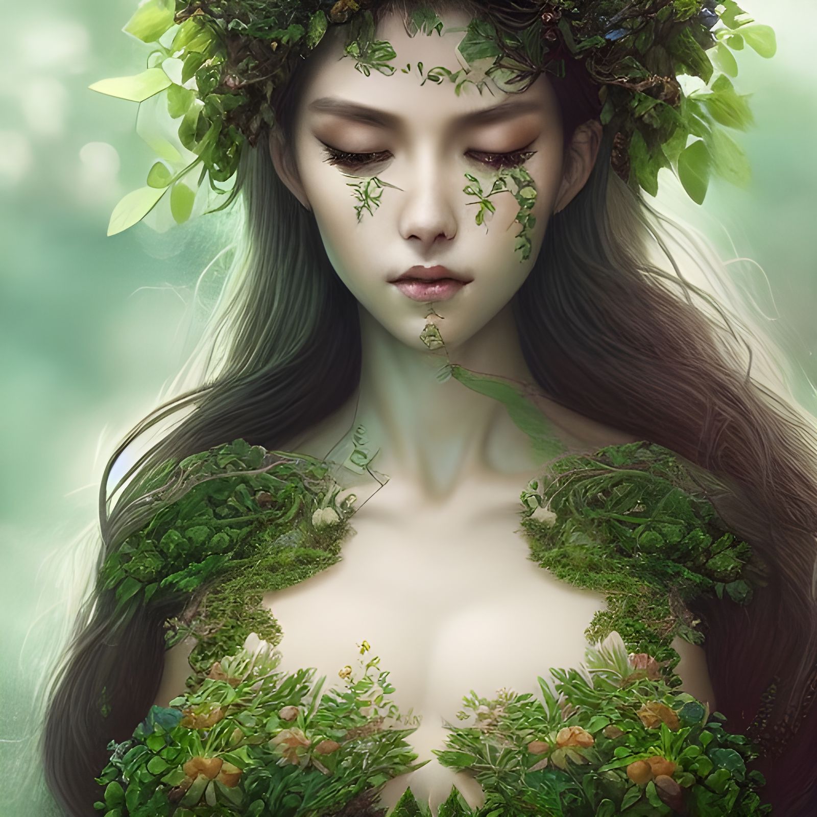 Detailed Digital Art of Nature Goddess Gaia