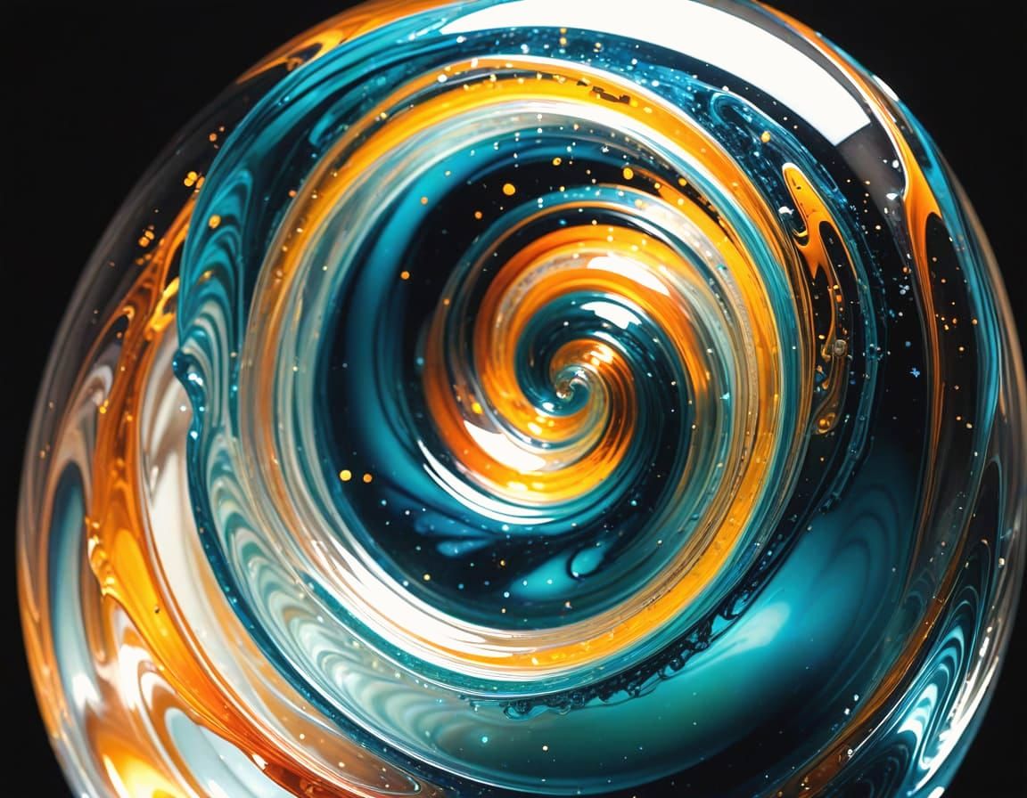 Molten Glass Vortex Sculpture: Cosmic Energy