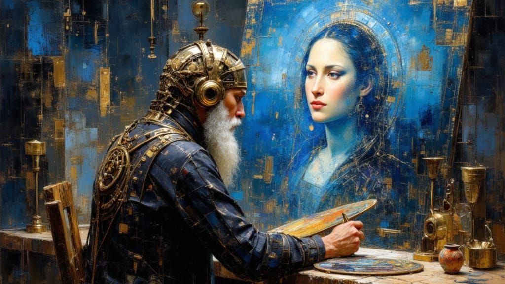 Steampunk Leonardo Da Vinci in Retro-Futuristic Vision