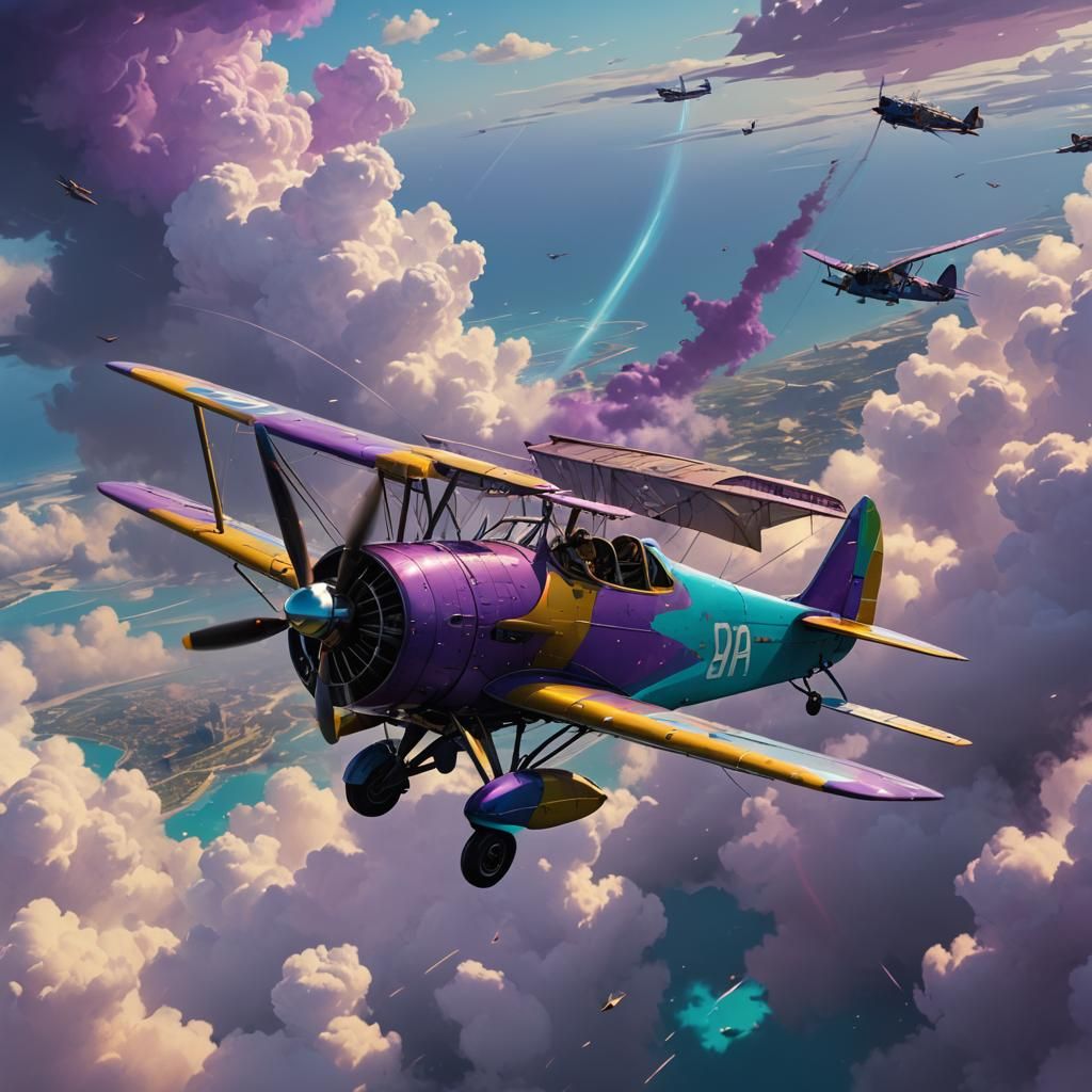 Antoine de Saint-Exupéry in a Plane, Digital Art