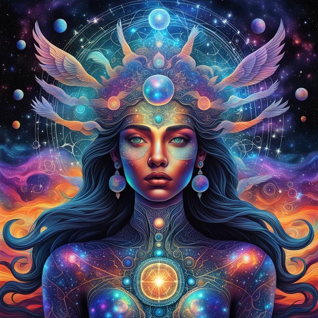 Elemental Mistress in Cosmic Astral Illustration