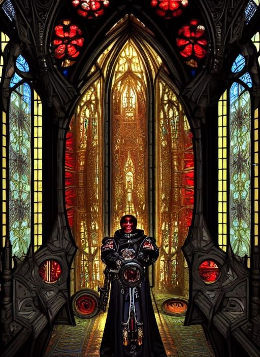 Warhammer 40K Tech-Priest in Stained Glass