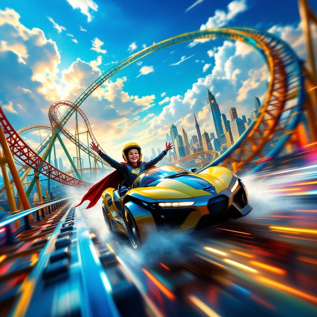 Thrilling Roller Coaster Transforms into Futuristic City Rac...