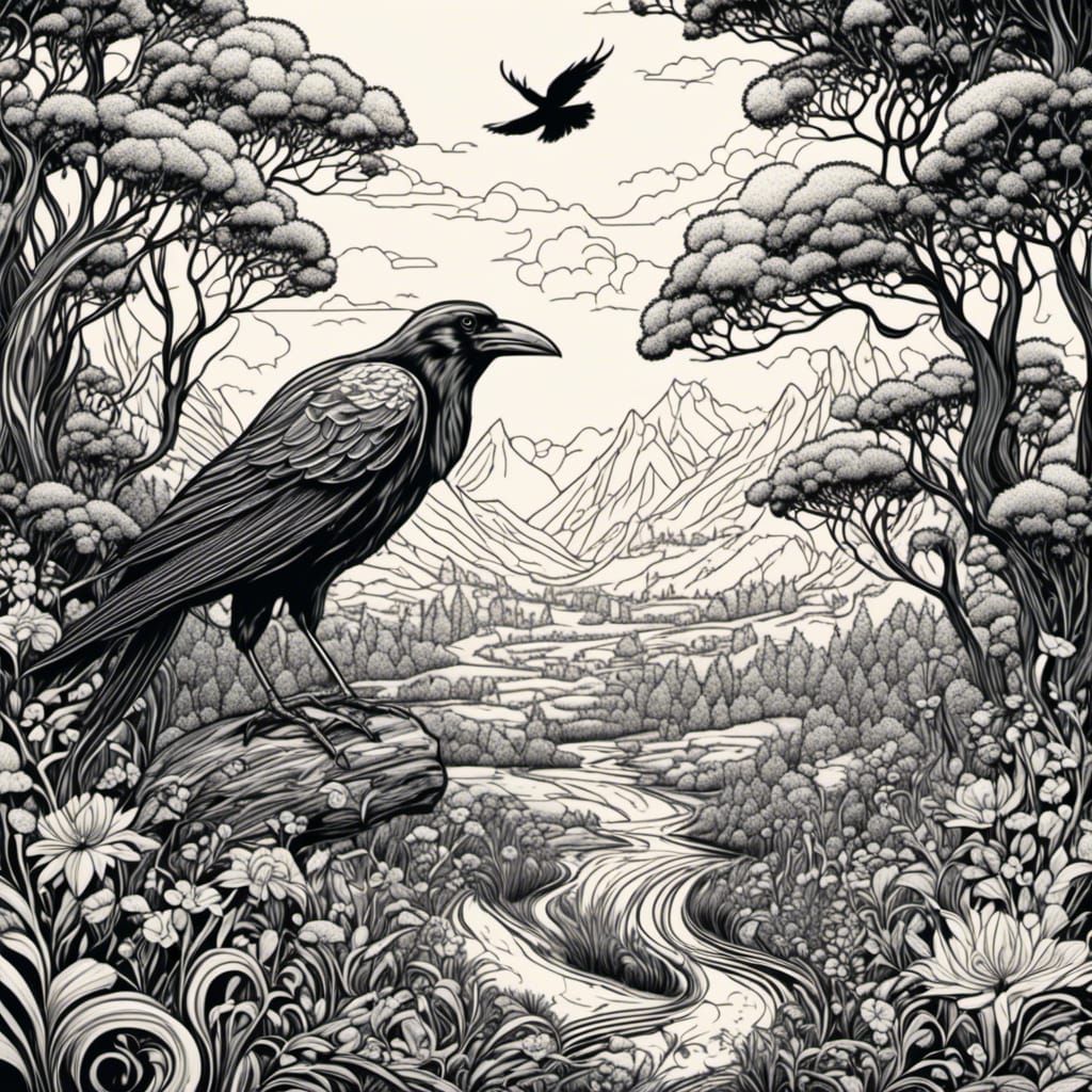 Crow CD Cover in Detailed Matte Painting Style