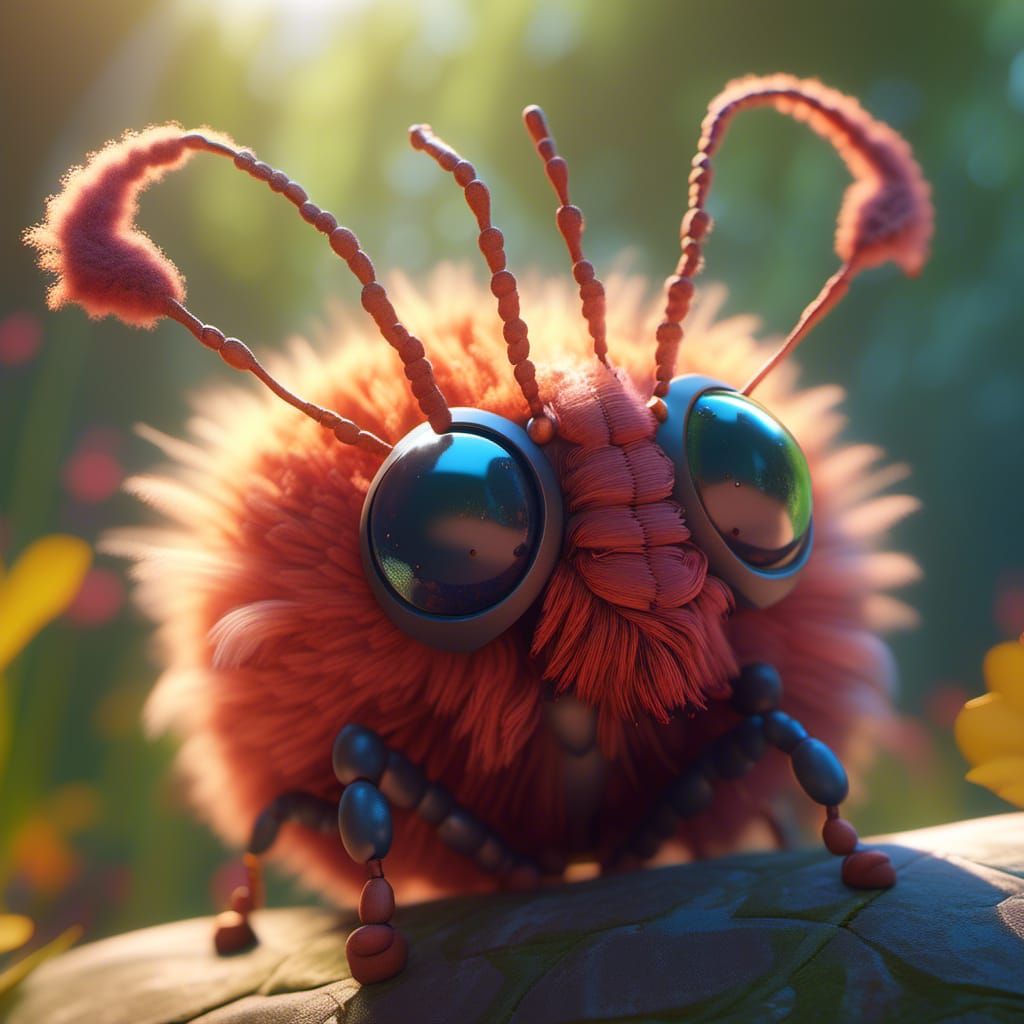 Adorable Fluffy Bug Portrait in 3D