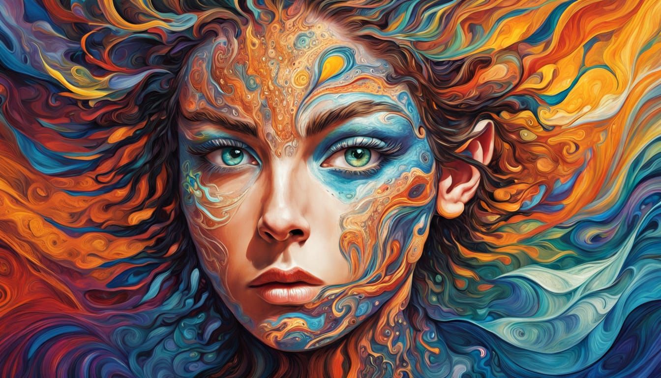 Vibrant Abstract Portrait of an Androgynous Being