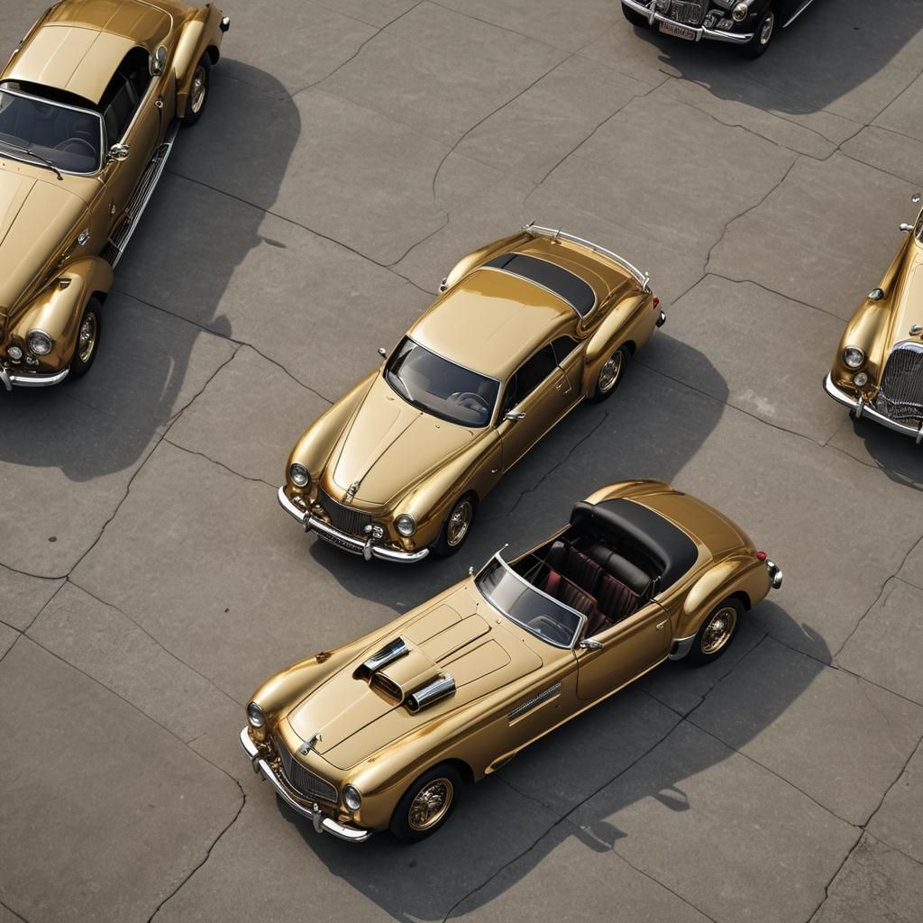 Grimdark Fantasy Metallic-Gold Deusenberg Roadster