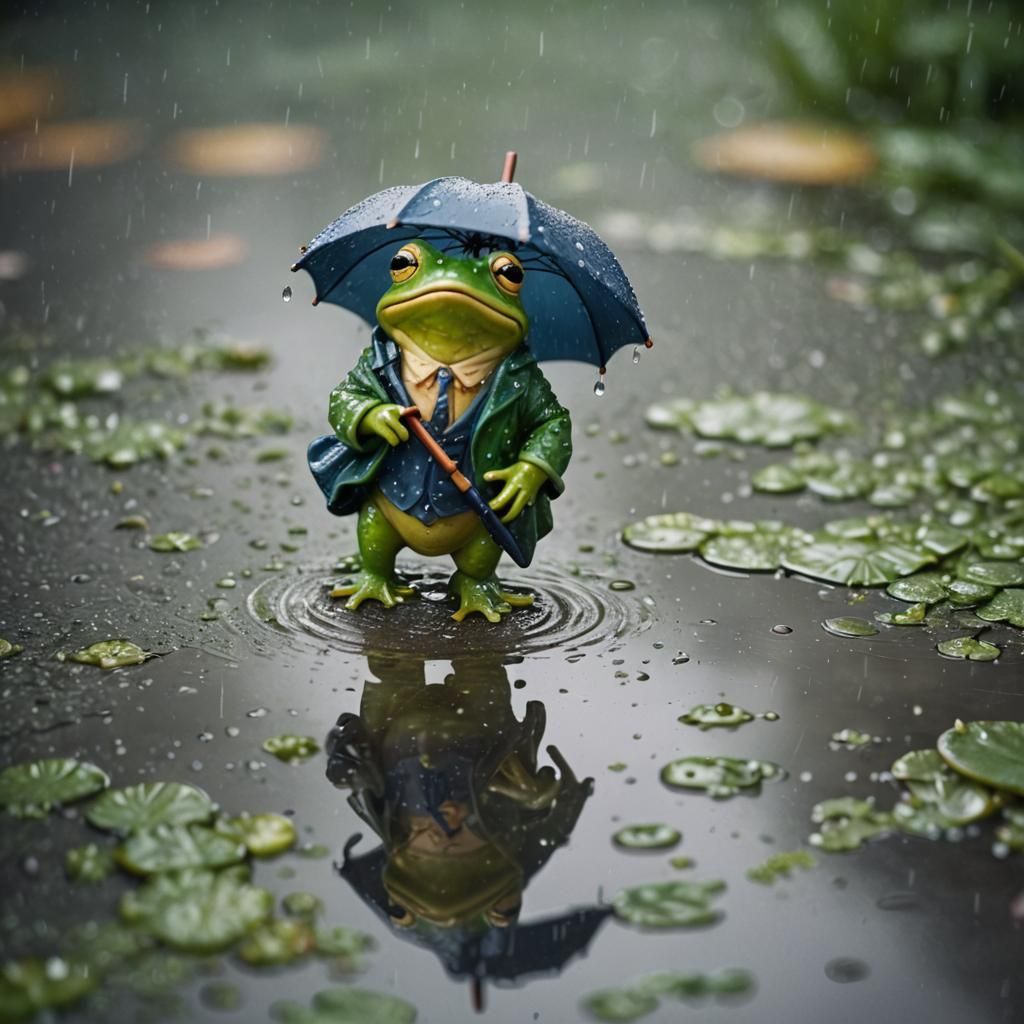 Anthropomorphic Frog with Umbrella, Radioluminescent Splash ...