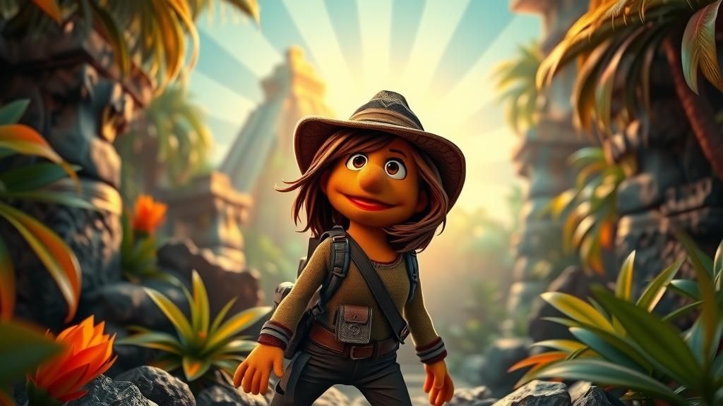 Muppet Lara Croft Finds Mayan Temple