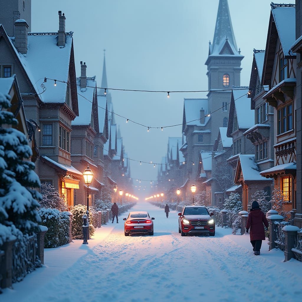 Vienna Winter Wonderland in Matte Painting Style