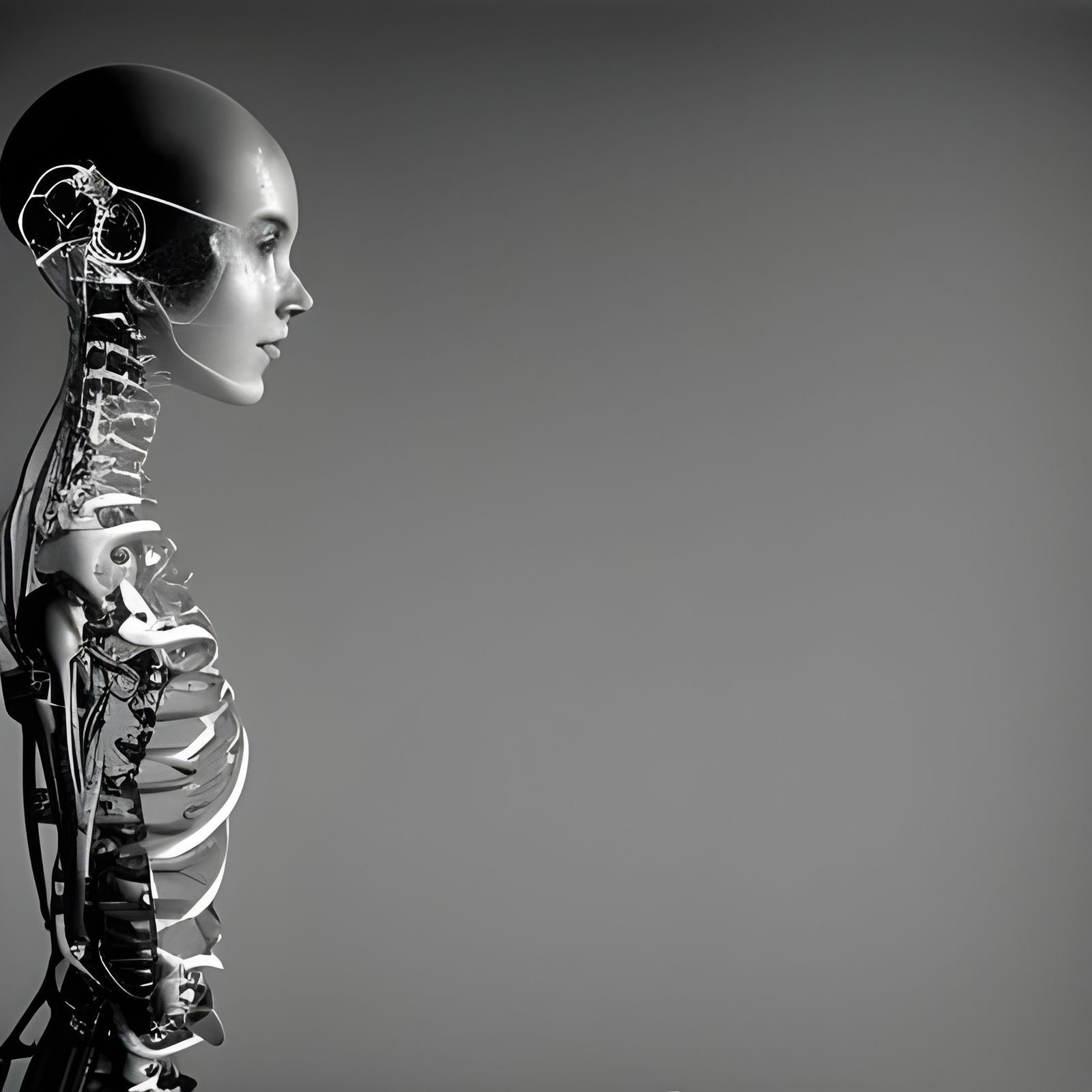 Cyborg Girl with Robot Jellyfish in Surreal Style