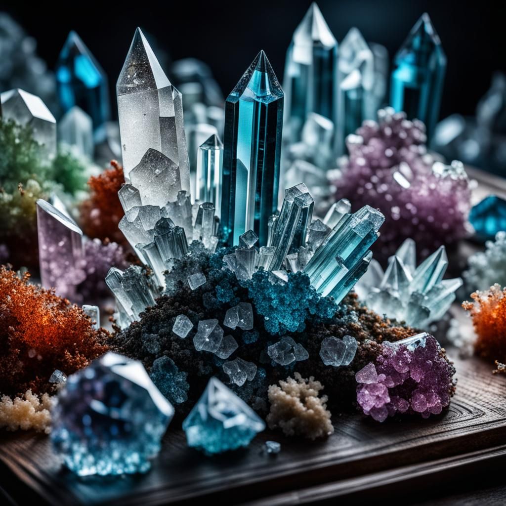 Home Crystal Growing Kit, Hyperrealistic Close-up