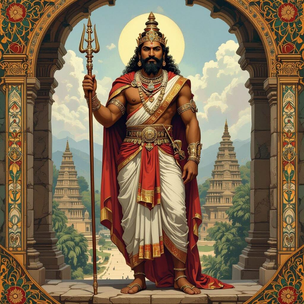Tamil King Iraavana in Raja Ravi Varma Style