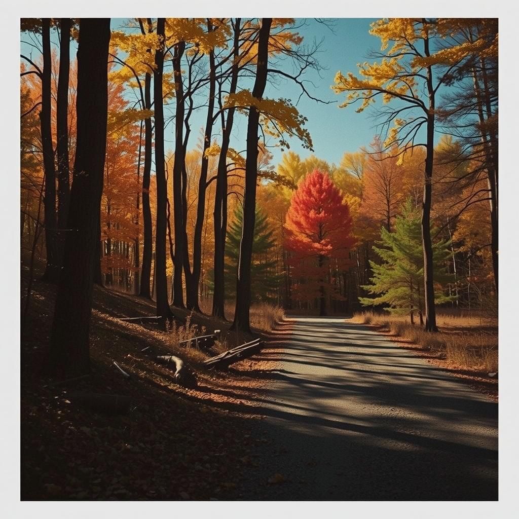 Arkansas Autumn Landscape in Abstract Expressionist Style