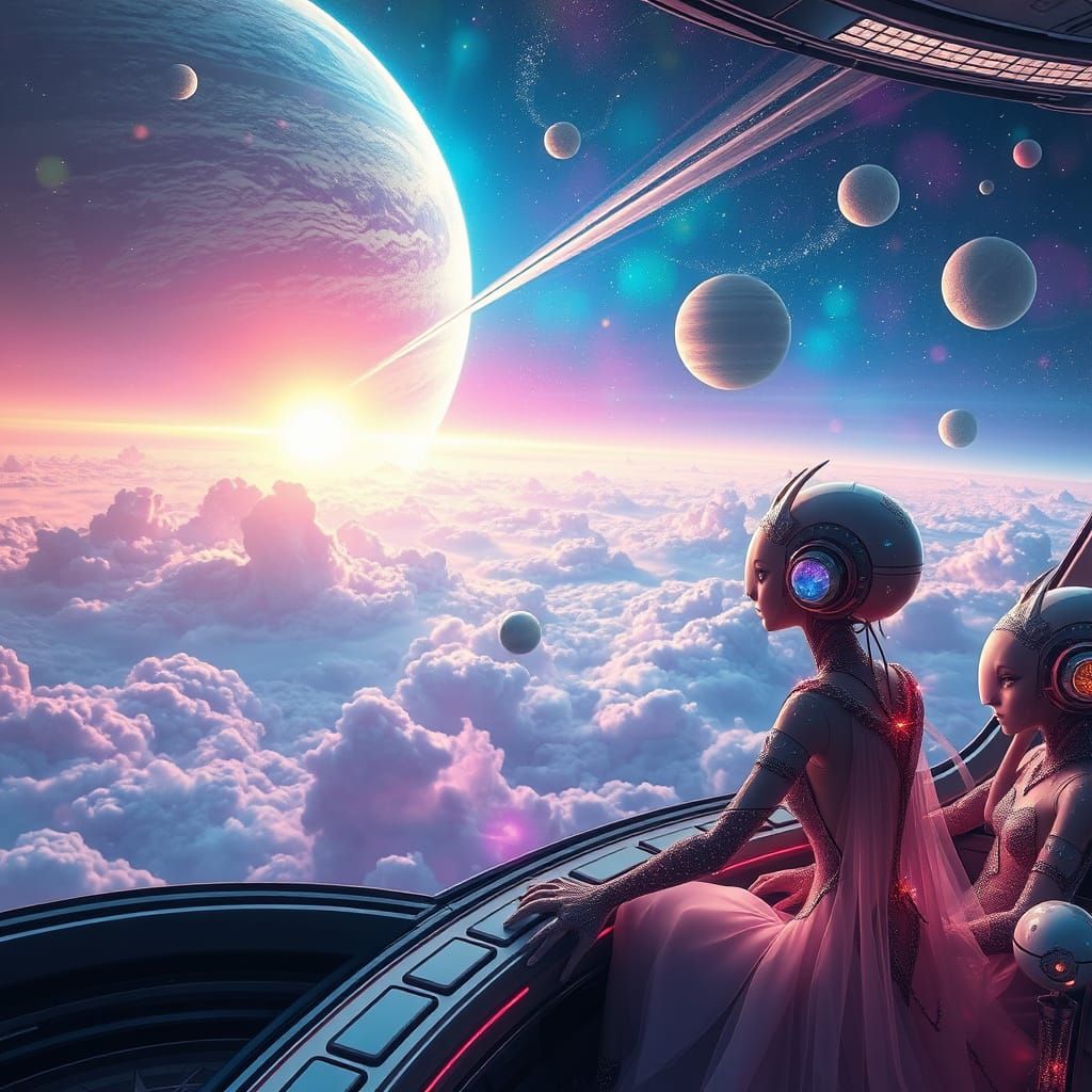 Breathtaking Cosmos Scene in Biomechanical Futurism