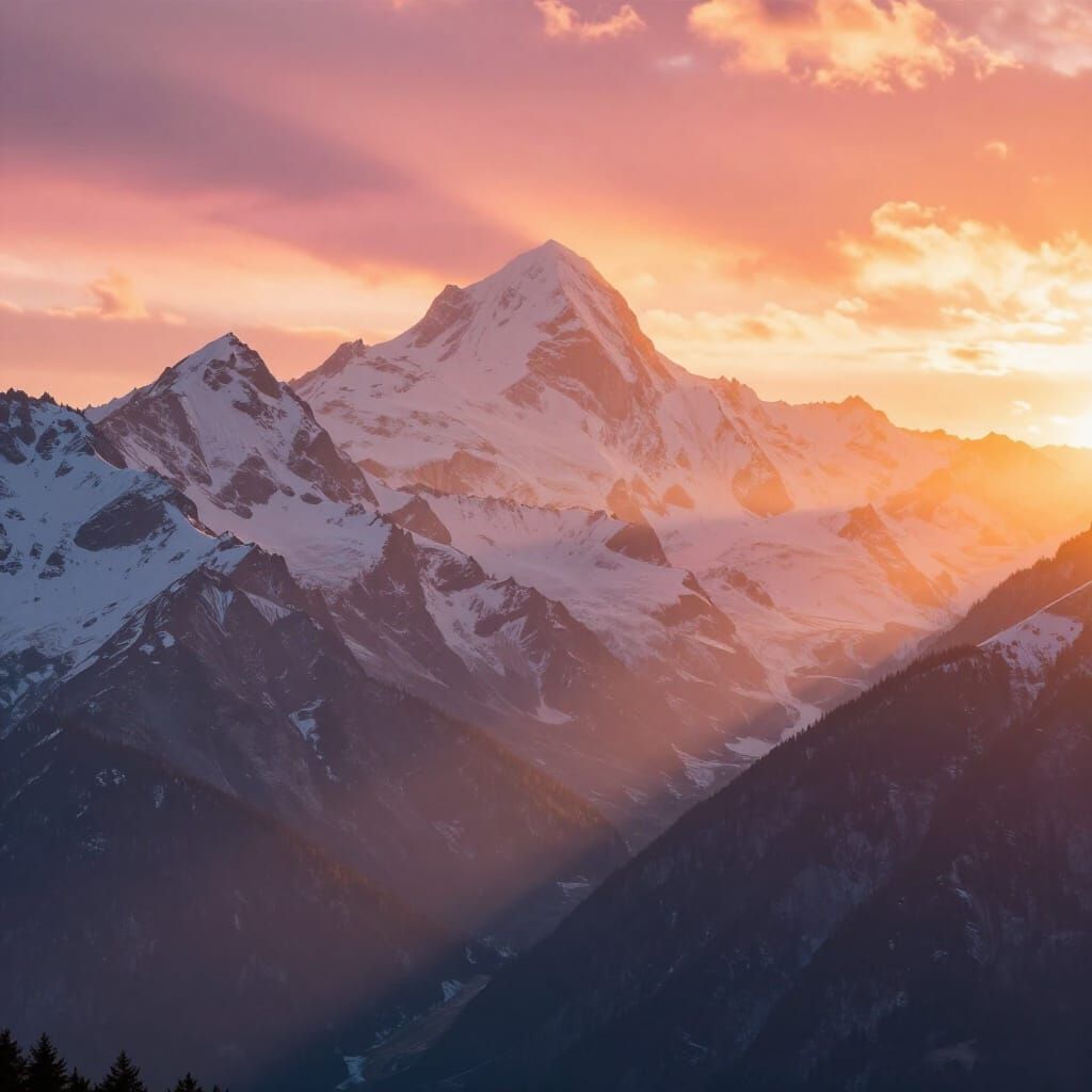 Majestic Alps Sunrise in Romantic Landscape Style
