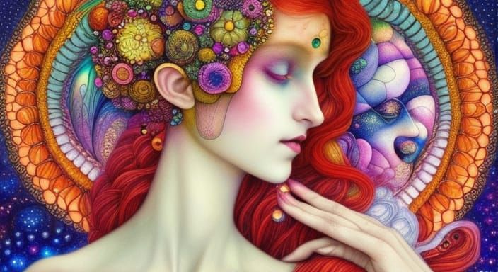 Brain Network in Warped Perspective, Watercolor Style