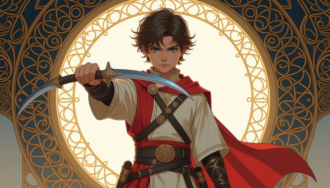 Boy with Dagger in Fantasy Realism Style