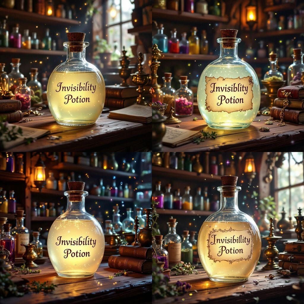 Glass Potion Bottle in Cozy Alchemy Shop