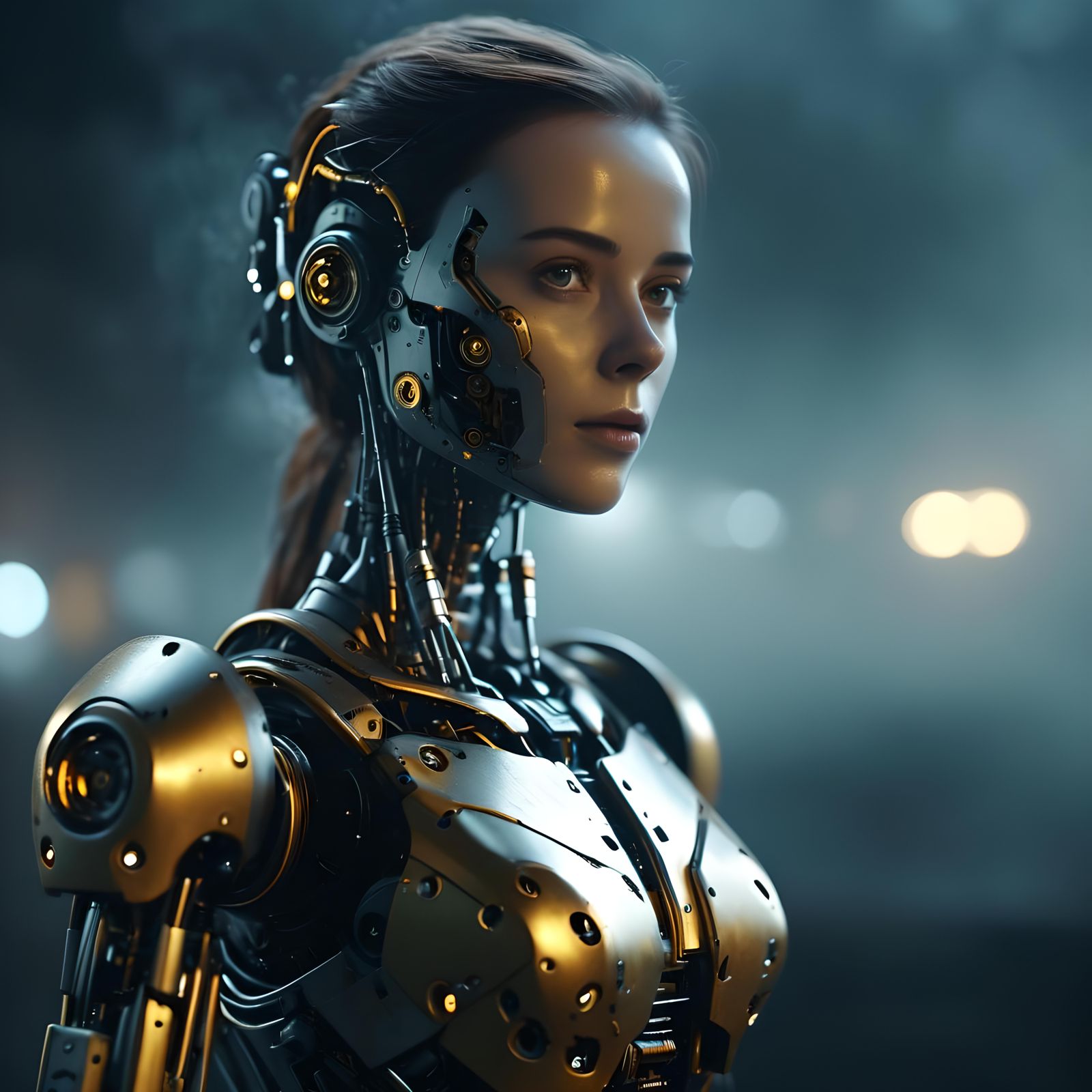 Beautiful AI Robot Woman in Hyperrealistic Portrait