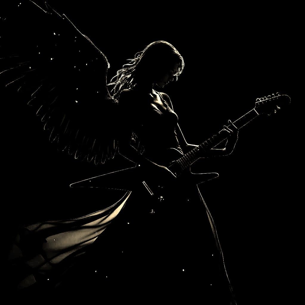 Guitarist Angel in Cyberpunk Black